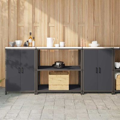 vidaXL Kuchynský úložný set HATTEM 3 pcs Antracitová