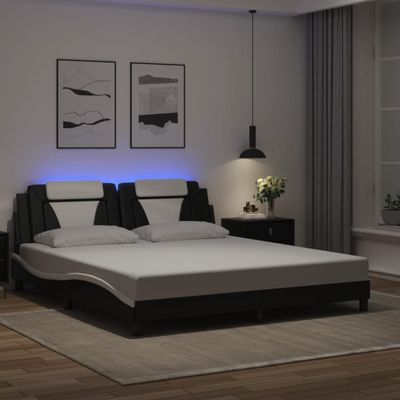 vidaXL Rám postele Viana s LED bez matraca čierno-biely 180x200 cm