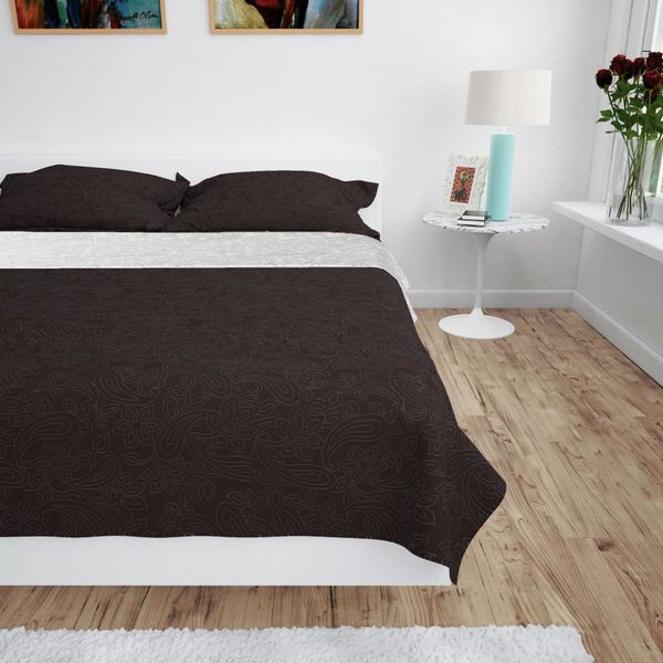vidaXL Obojstranná posteľná prikrývka, 220x240 cm, krémovo-hnedá