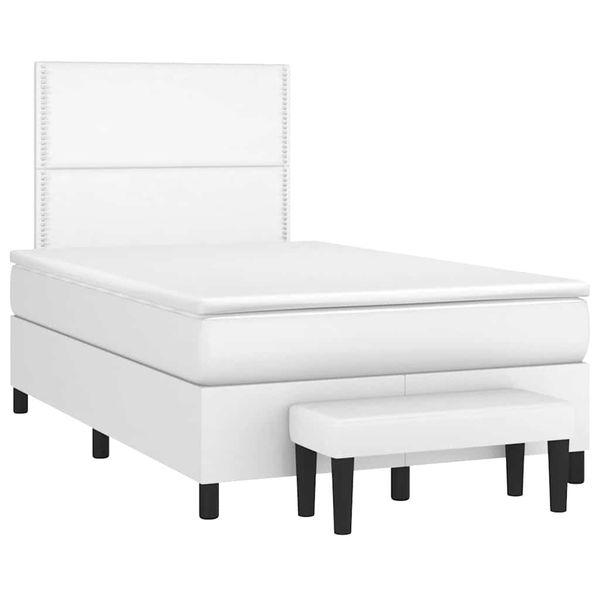 vidaXL Boxspring posteľ s matracom, biela 120x190 cm, umelá koža