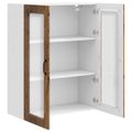 vidaXL Nástenný sklenený kabinet PORTO Staré drevo 80 x 31 x 100 cm