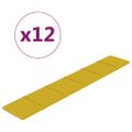 vidaXL Nástenné panely 12 ks žlté 90x15 cm zamat 1,62 m²