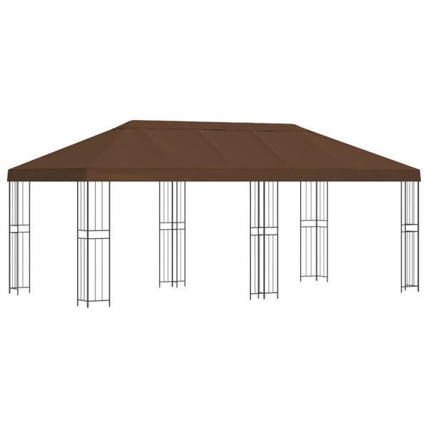 vidaXL Altánok so stenami 6 x 3 m Hnedá Polyester a oceľ 190
