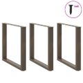 vidaXL Nohy k jedálenskému stolu v tvare U, 3 ks, prírodná oceľ, 90 x (72-73) cm, oceľ