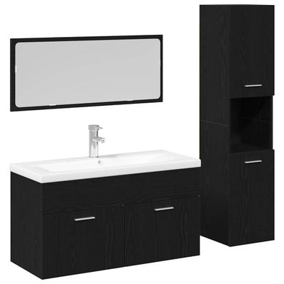 vidaXL Sada kúpeľňového nábytku 4 pcs Čierny dub Kompozitné drevo