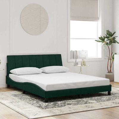 vidaXL Rám postele bez matraca Hanko tmavozelený 160x200 cm zamat