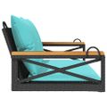 vidaXL Hojdacia lavica s vankúšmi čierna 109x62x40 cm polyratan