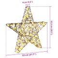 vidaXL 3D hviezda 50 LED Teplá biela 55 x 52.5 x 9 cm Ratan