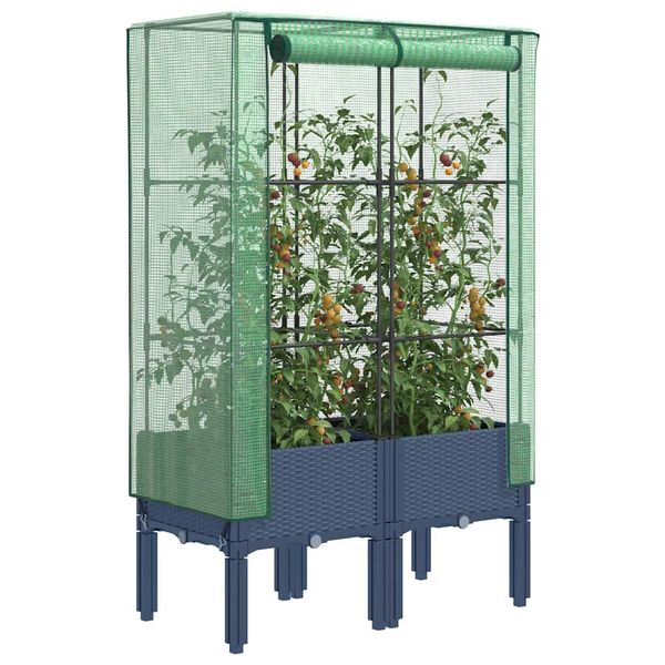 vidaXL Záhon s krytom na skleník ratanový vzhľad 80x40x140 cm