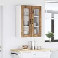 vidaXL Nástenný sklenený kabinet PORTO Staré drevo 60 x 31 x 80 cm