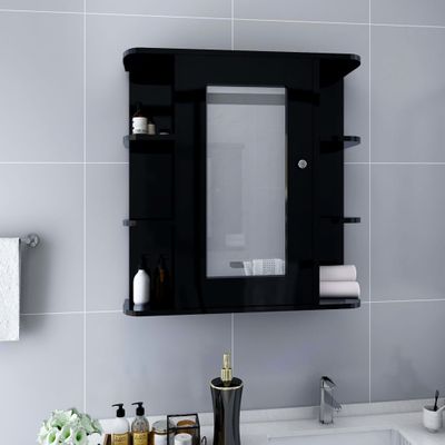 vidaXL Kúpeľňová skrinka so zrkadlom, čierna 66x17x63 cm, MDF