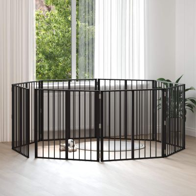 vidaXL Psia brána 8 pcs Čierny 80 x 80 cm Pozinkovaná oceľ