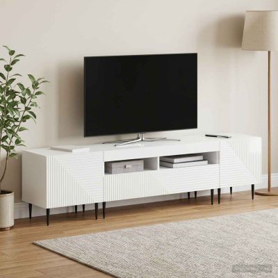 vidaXL 3-dielny LED TV stolík Biela s vysokým leskom Kompozitné drevo