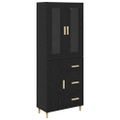 vidaXL Highboard Čierny dub 34,5 x 34 x 180 cm Kompozitné drevo