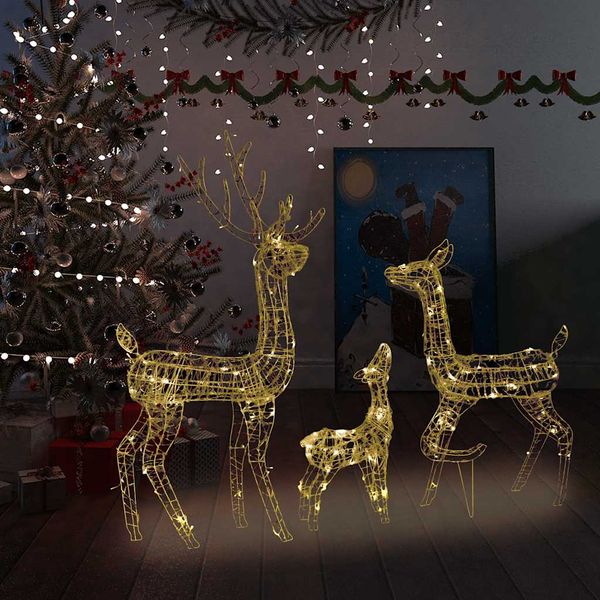 vidaXL Akrylová sobia rodinka vianočná dekorácia 300 LED teplá biela