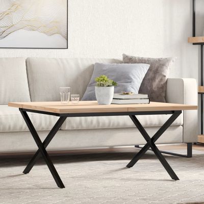 vidaXL Konferenčný stolík v tvare X 90x90x45,5 cm borovica a oceľ