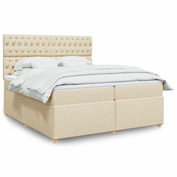 vidaXL Boxspring posteľ s matracom krémová 200x200 cm látka
