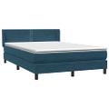 vidaXL Box Spring Posteľ s matracom Tmavomodrá 140x220 cm Zamat