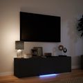 vidaXL TV skriňa s LED 140 x 34 x 40 cm Čierny Konštruované drevo