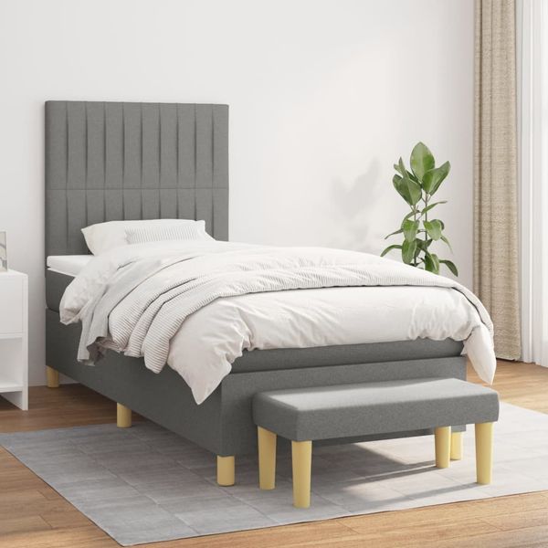 vidaXL Boxspring posteľ s matracom tmavosivá 100x200 cm látka