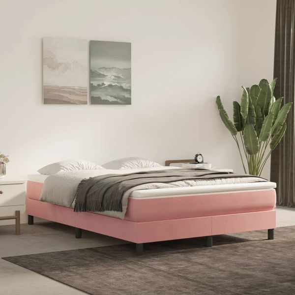 vidaXL Matrac s taštičkovými pružinami stredná tvrdosť ružový 140x200x20 cm zamat