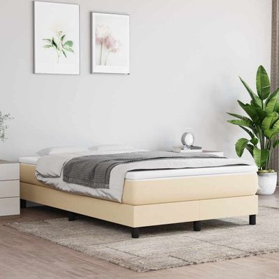 vidaXL Posteľný rám s boxspringom krémová 120x200 cm látka