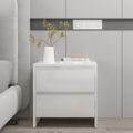 vidaXL Nočné stolíky 2 ks lesklé biele 45x34,5x44,5cm kompozitné drevo