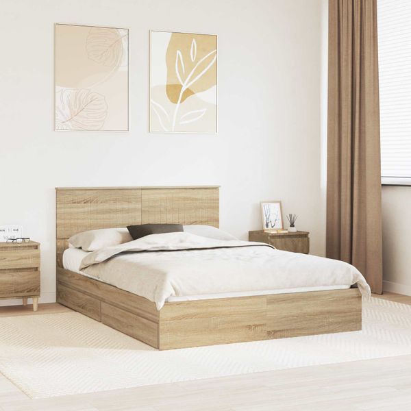 vidaXL Úložná posteľ Sonoma dub 140 x 190 cm Kompozitné drevo