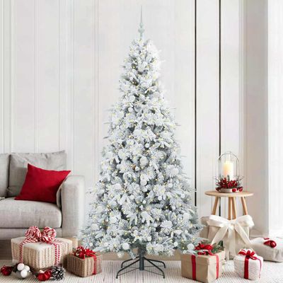 vidaXL Umelý Sklápací Vianočný Stromček Biela 210 cm PE a PVC