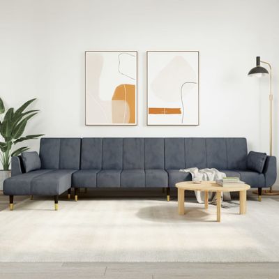 vidaXL Pohovka v tvare L tmavosivá 275x140x70 cm zamat
