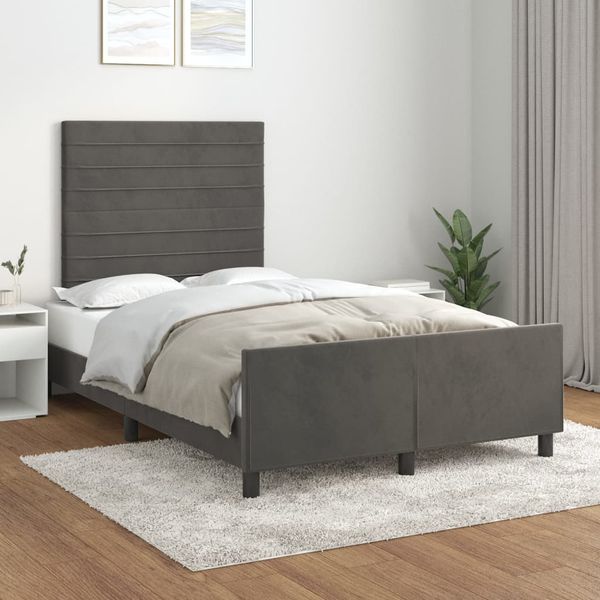 vidaXL Posteľ bez matracom tmavosivá 120x190 cm zamat