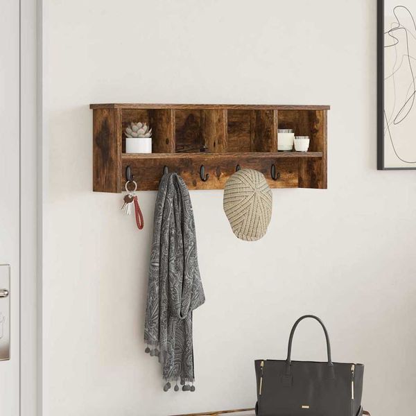 vidaXL Vešiak na stenu Dymová dub 75 x 16 x 26 cm Kompozitné drevo