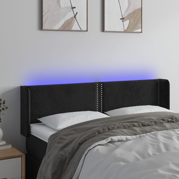 vidaXL Čelo postele s LED čierne 147x16x78/88 cm zamat
