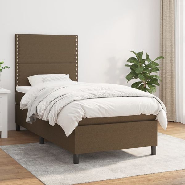 vidaXL Posteľný rám boxsping s matracom hnedý 80x200 cm látka