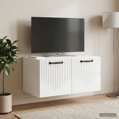 vidaXL Nástenná TV skrinka Biela s vysokým leskom 59,5 x 41 x 30 cm
