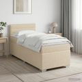vidaXL Posteľ boxspring s matracom Krémová 100 x 200 cm Látka