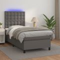 vidaXL Boxspring posteľ s matracom a LED sivá 80x200 cm umelá koža