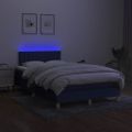 vidaXL Posteľ boxsping s matracom a LED modrá 120x200 cm látka