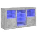 vidaXL Komoda s LED svetlami betónovo-sivá 123x37x67 cm