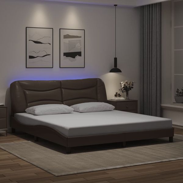 vidaXL Rám postele s LED bez matraca Hvar hnedý 180x200 cm