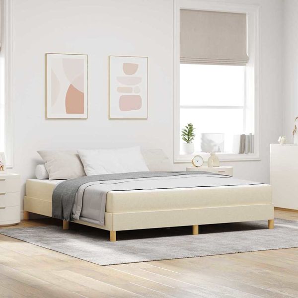 vidaXL Posteľ s pružinovým rámom s matracmi Krémová 180 x 200 cm látka