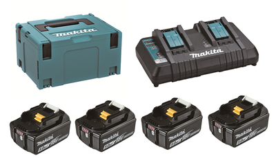 Makita sada Li-ion LXT 18V 4xBL1850B + dvojnabíjecka DC18RD + Makpac