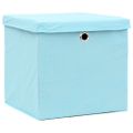 vidaXL Úložné boxy s vekom 10 ks, 28x28x28 cm, svetlomodré