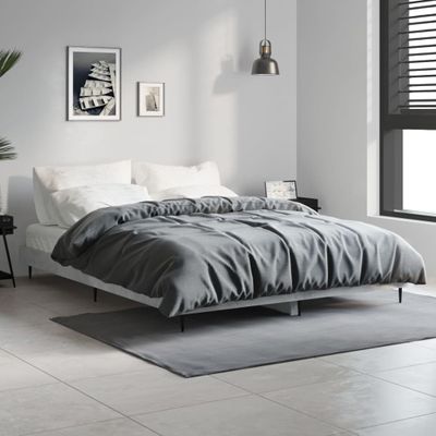 vidaXL Posteľný rám betónový sivý 135x190 cm kompozitné drevo