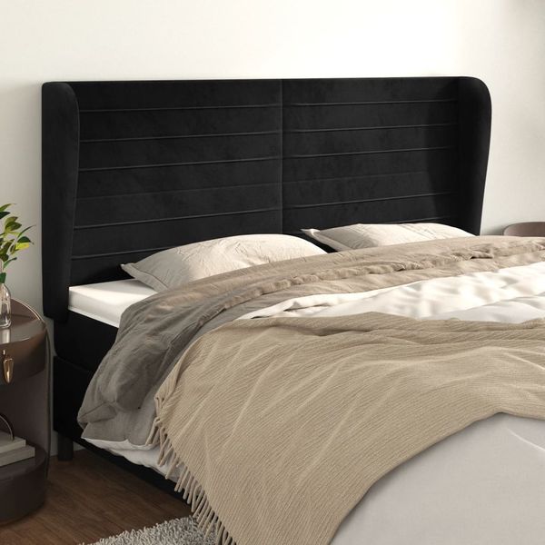 vidaXL Čelo postele so záhybmi čierne 203x23x118/128 cm zamat