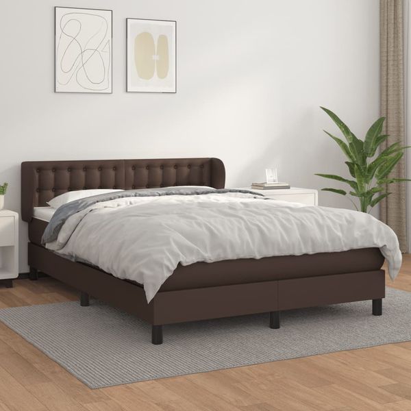 vidaXL Boxspring posteľ s matracom hnedá 140x200 cm umelá koža