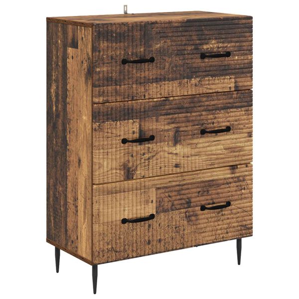 vidaXL Zásuvkový kabinet Staré drevo 66 x 34,5 x 89,5 cm