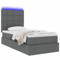 vidaXL LED úložná posteľ s matracom Tmavosivá 100 x 200 cm Látka