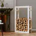 vidaXL Stojan na palivové drevo biely 60x25x100 cm masívna borovica