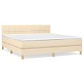 vidaXL Posteľný rám boxspring s matracom krémový 180x200 cm látka
